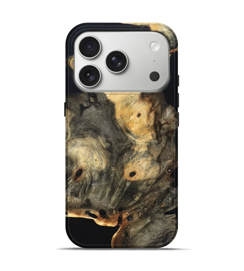 iPhone 17 Pro Wood Live Edge Phone Case - Layne (Pure Black, 823427)