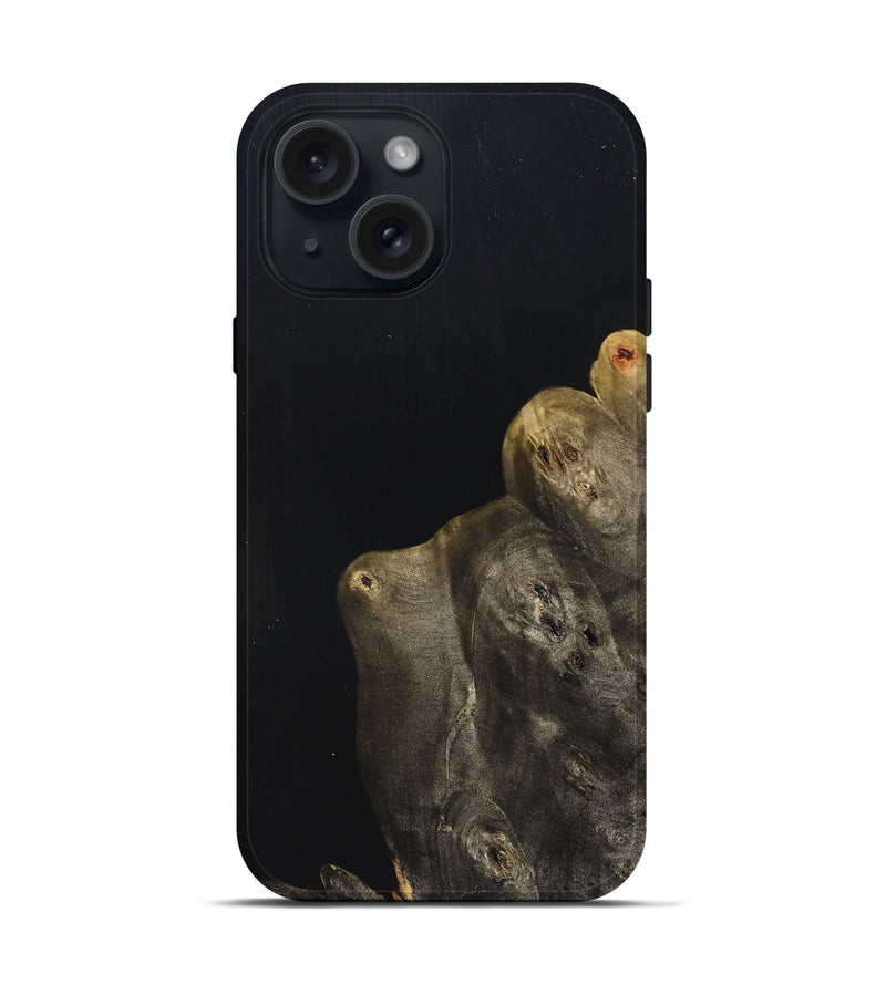 iPhone 15 Wood Live Edge Phone Case - Jude (Pure Black, 823428)
