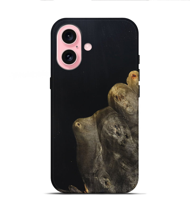 iPhone 16 Wood Live Edge Phone Case - Jude (Pure Black, 823428)