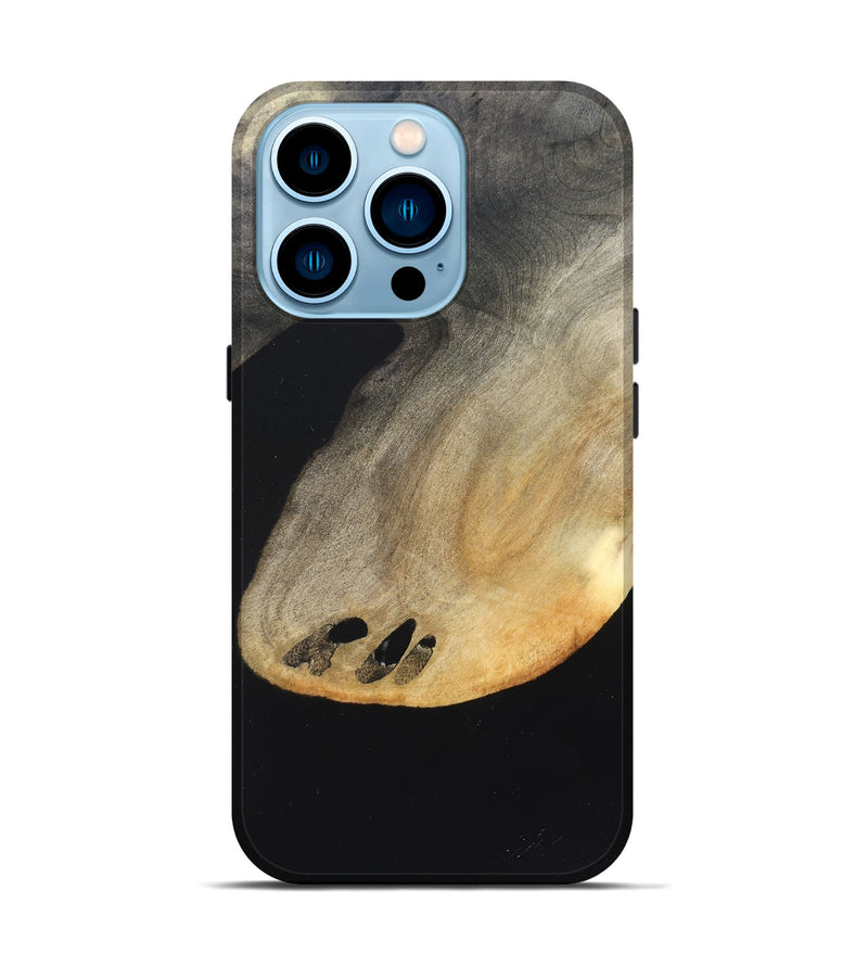 iPhone 14 Pro Wood Live Edge Phone Case - Edison (Pure Black, 823429)