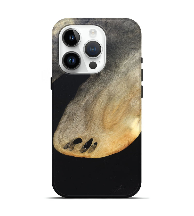 iPhone 15 Pro Wood Live Edge Phone Case - Edison (Pure Black, 823429)