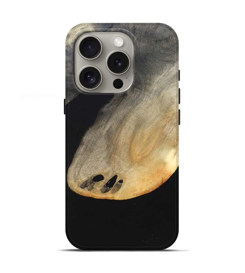 iPhone 16 Pro Wood Live Edge Phone Case - Edison (Pure Black, 823429)
