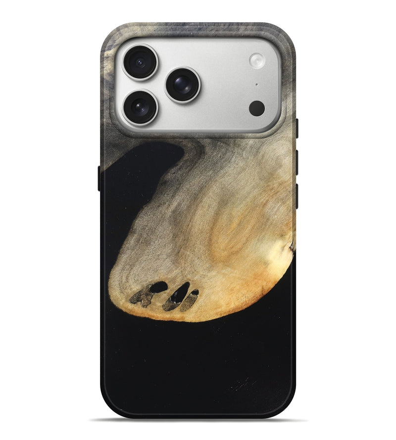 iPhone 17 Pro Max Wood Live Edge Phone Case - Edison (Pure Black, 823429)