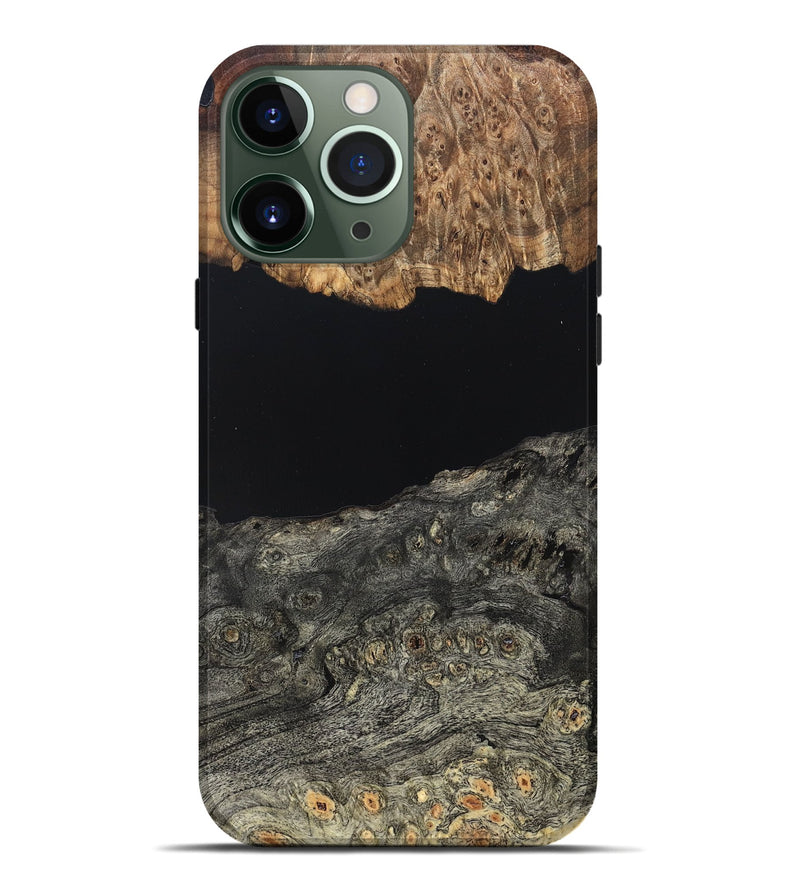 iPhone 13 Pro Max Wood Live Edge Phone Case - Cliff (Pure Black, 823430)