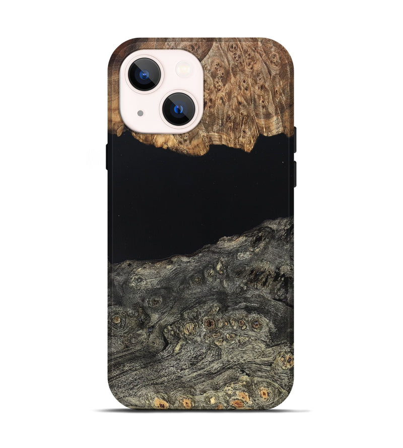 iPhone 14 Wood Live Edge Phone Case - Cliff (Pure Black, 823430)