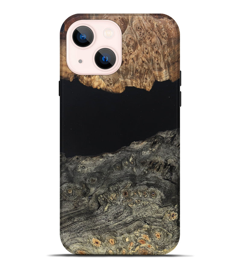 iPhone 14 Plus Wood Live Edge Phone Case - Cliff (Pure Black, 823430)