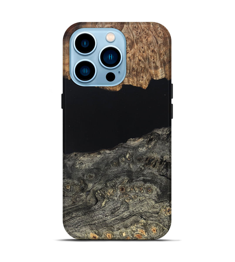 iPhone 14 Pro Wood Live Edge Phone Case - Cliff (Pure Black, 823430)