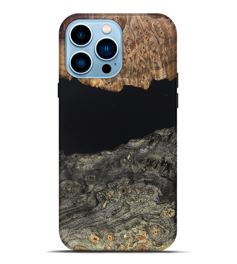 iPhone 14 Pro Max Wood Live Edge Phone Case - Cliff (Pure Black, 823430)