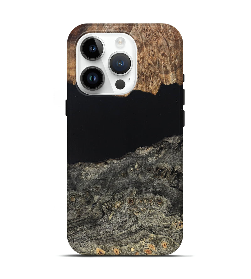 iPhone 15 Pro Wood Live Edge Phone Case - Cliff (Pure Black, 823430)