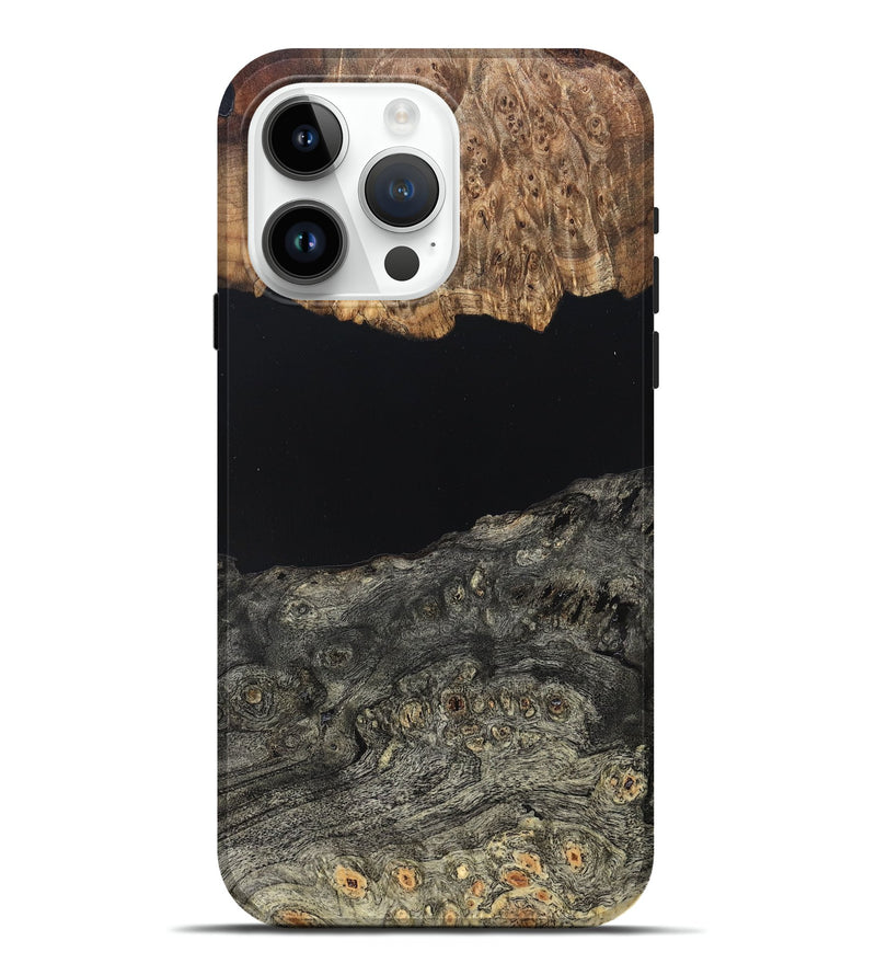 iPhone 15 Pro Max Wood Live Edge Phone Case - Cliff (Pure Black, 823430)