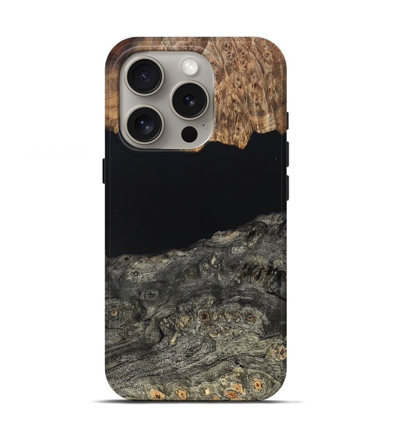 iPhone 16 Pro Wood Live Edge Phone Case - Cliff (Pure Black, 823430)