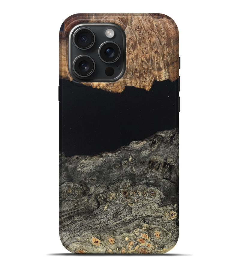 iPhone 16 Pro Max Wood Live Edge Phone Case - Cliff (Pure Black, 823430)