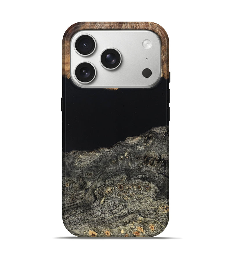 iPhone 17 Pro Wood Live Edge Phone Case - Cliff (Pure Black, 823430)