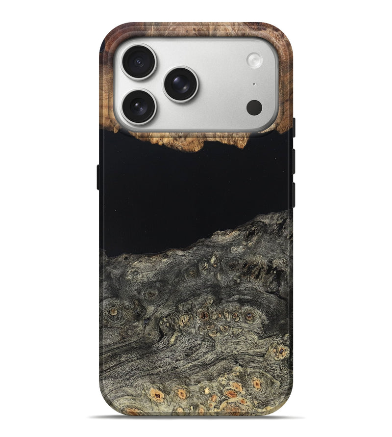 iPhone 17 Pro Max Wood Live Edge Phone Case - Cliff (Pure Black, 823430)