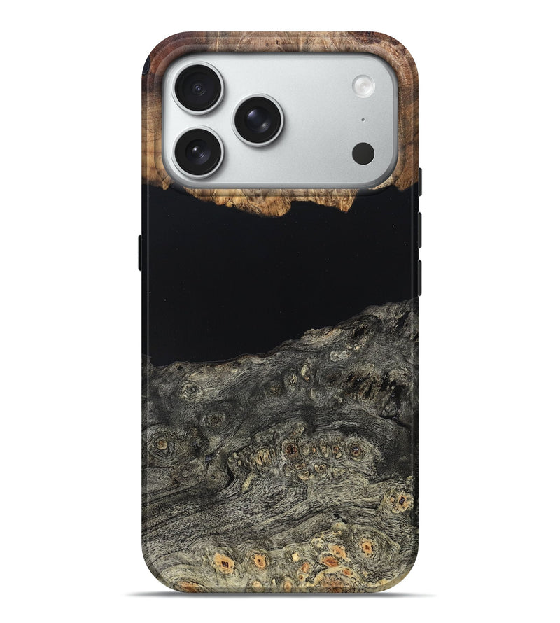 iPhone 18 Pro Max Wood Live Edge Phone Case - Cliff (Pure Black, 823430)
