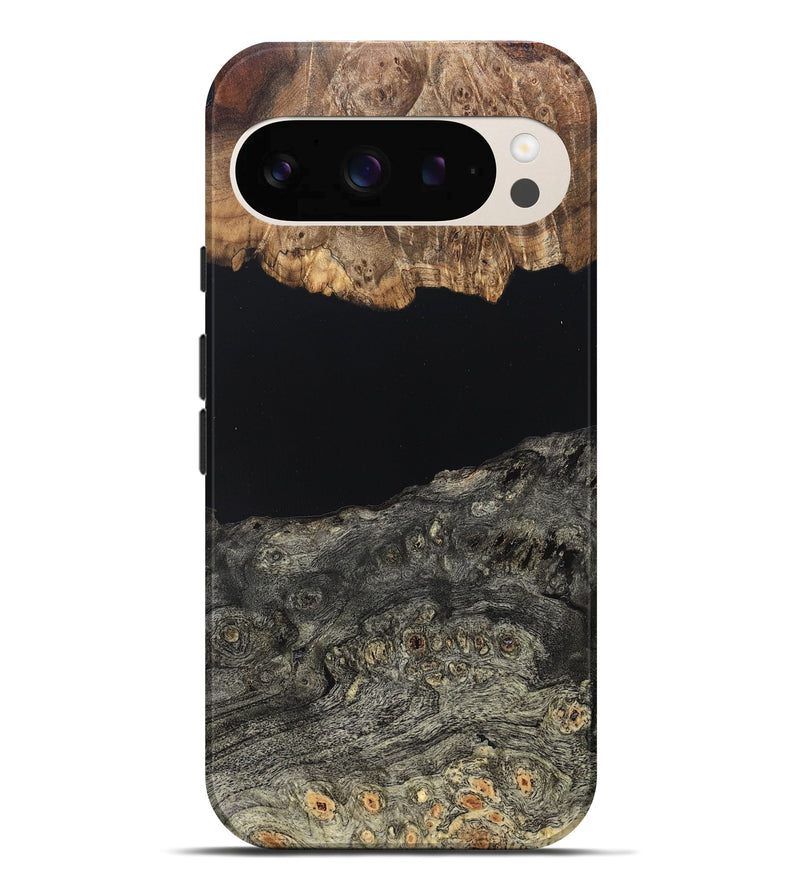 Pixel 10 Pro XL Wood Live Edge Phone Case - Cliff (Pure Black, 823430)