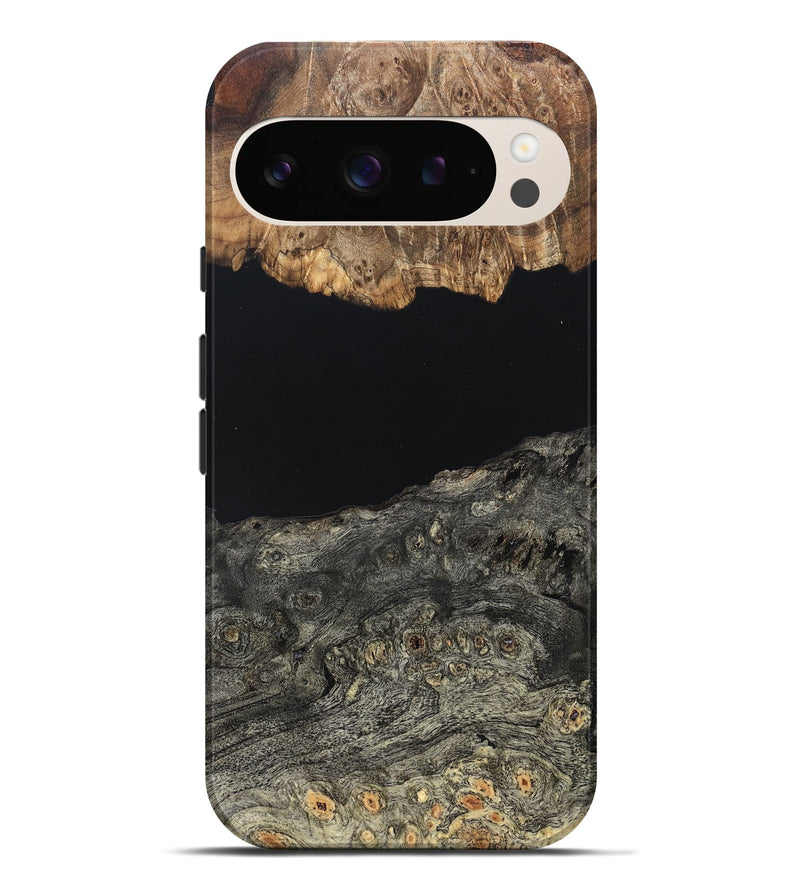 Pixel 9 Pro XL Wood Live Edge Phone Case - Cliff (Pure Black, 823430)