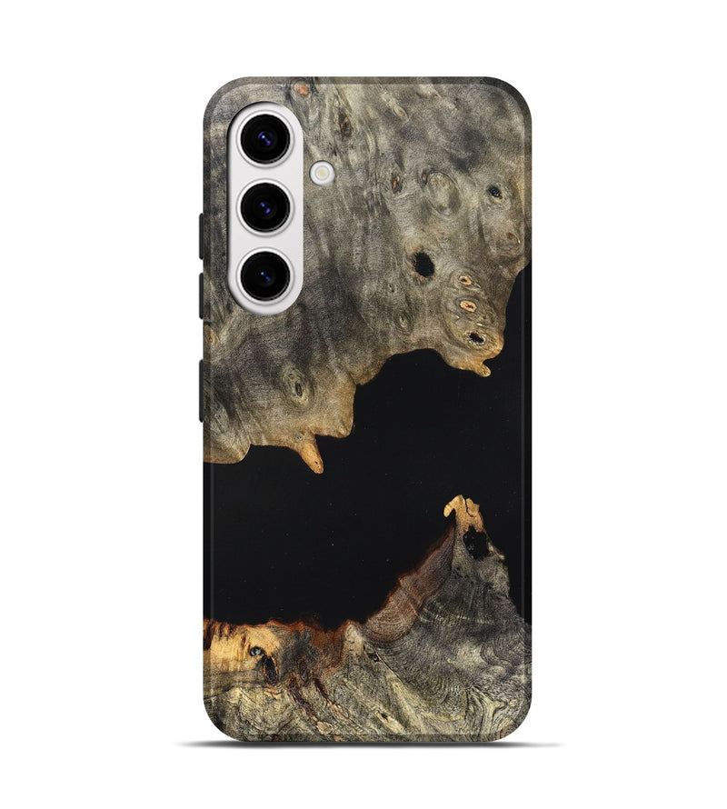 Galaxy S25 Wood Live Edge Phone Case - Ella (Pure Black, 823432)