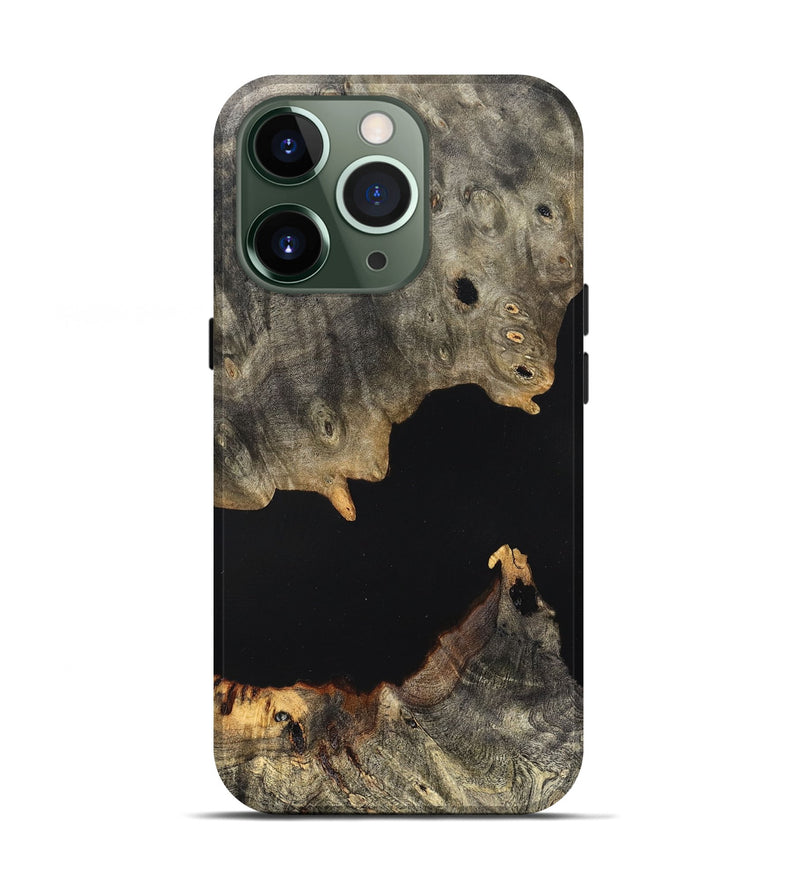 iPhone 13 Pro Wood Live Edge Phone Case - Ella (Pure Black, 823432)