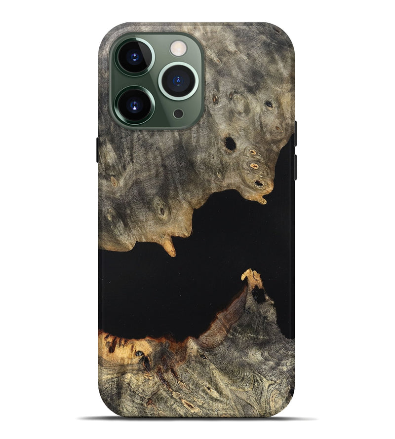 iPhone 13 Pro Max Wood Live Edge Phone Case - Ella (Pure Black, 823432)