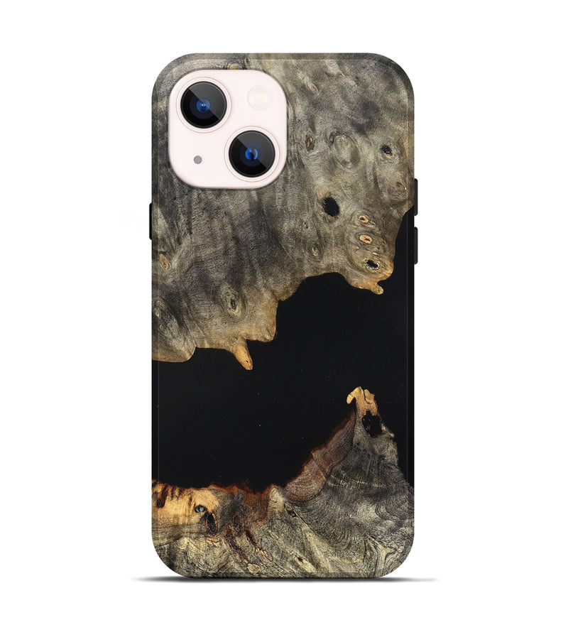 iPhone 14 Wood Live Edge Phone Case - Ella (Pure Black, 823432)