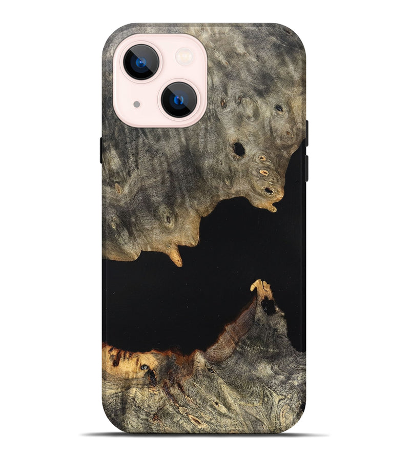 iPhone 14 Plus Wood Live Edge Phone Case - Ella (Pure Black, 823432)