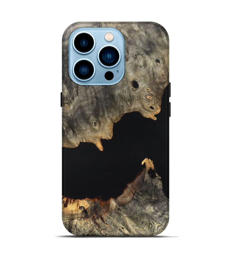 iPhone 14 Pro Wood Live Edge Phone Case - Ella (Pure Black, 823432)