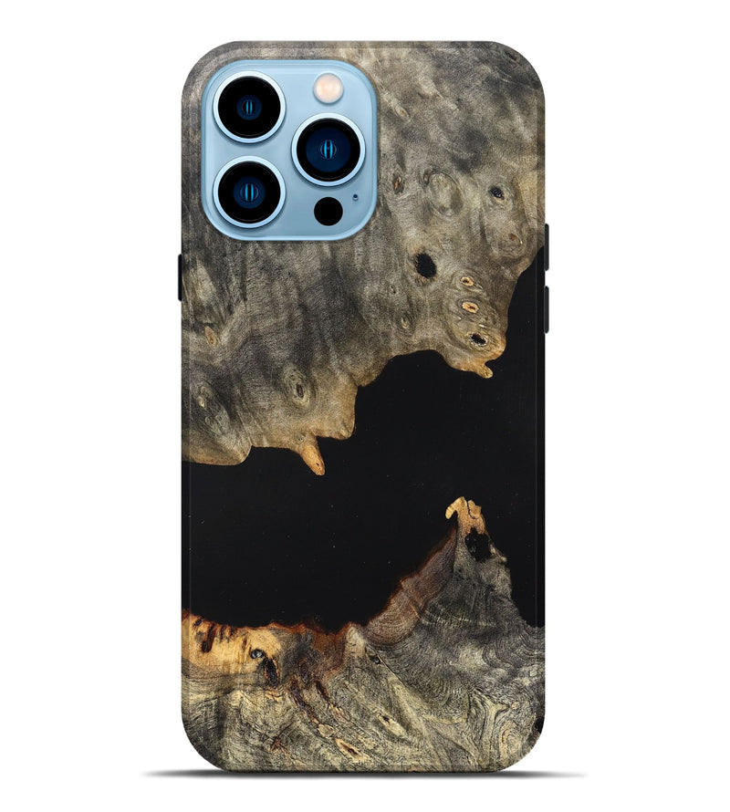 iPhone 14 Pro Max Wood Live Edge Phone Case - Ella (Pure Black, 823432)