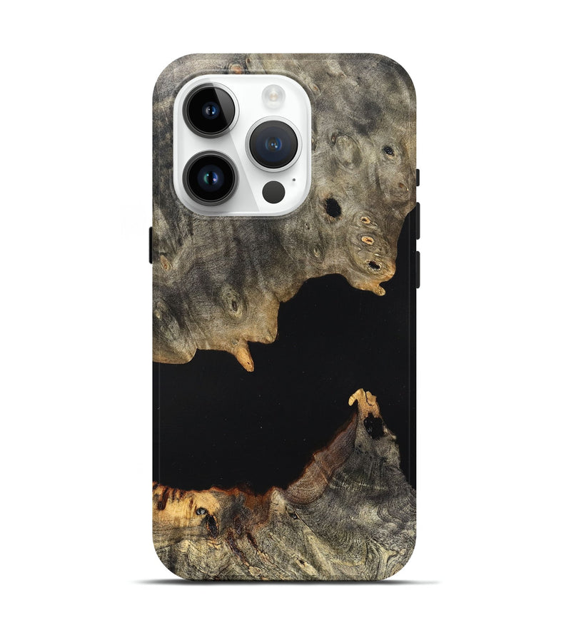 iPhone 15 Pro Wood Live Edge Phone Case - Ella (Pure Black, 823432)
