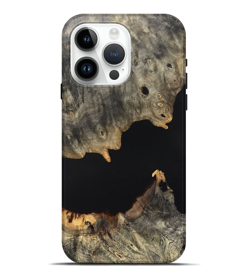 iPhone 15 Pro Max Wood Live Edge Phone Case - Ella (Pure Black, 823432)