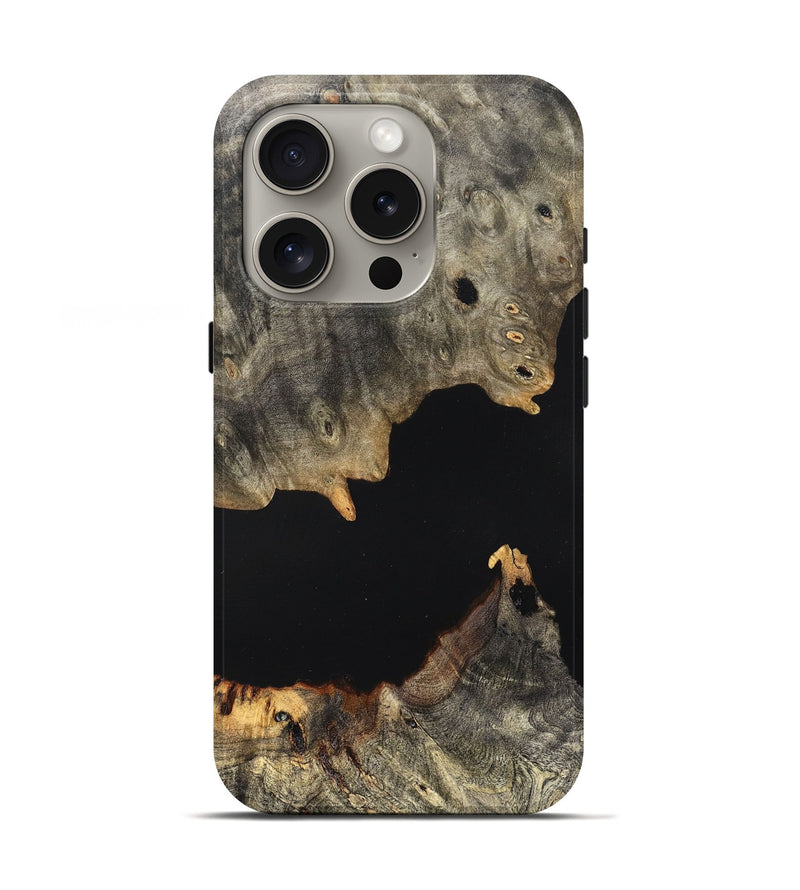 iPhone 16 Pro Wood Live Edge Phone Case - Ella (Pure Black, 823432)
