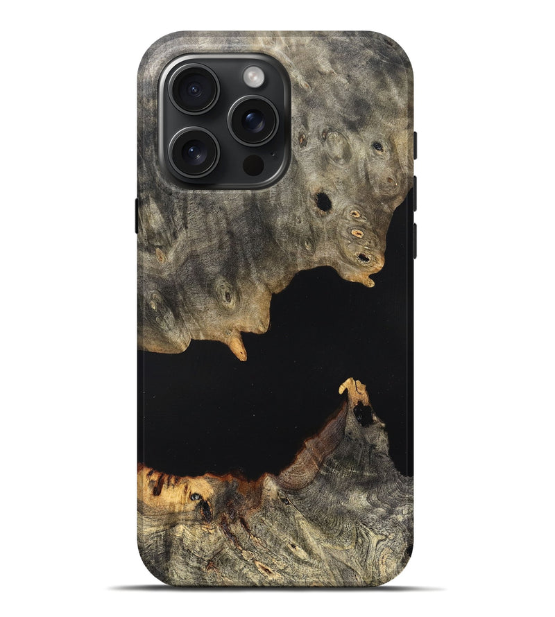 iPhone 16 Pro Max Wood Live Edge Phone Case - Ella (Pure Black, 823432)