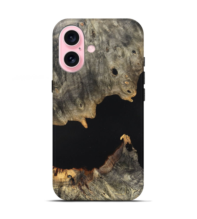 iPhone 17 Wood Live Edge Phone Case - Ella (Pure Black, 823432)