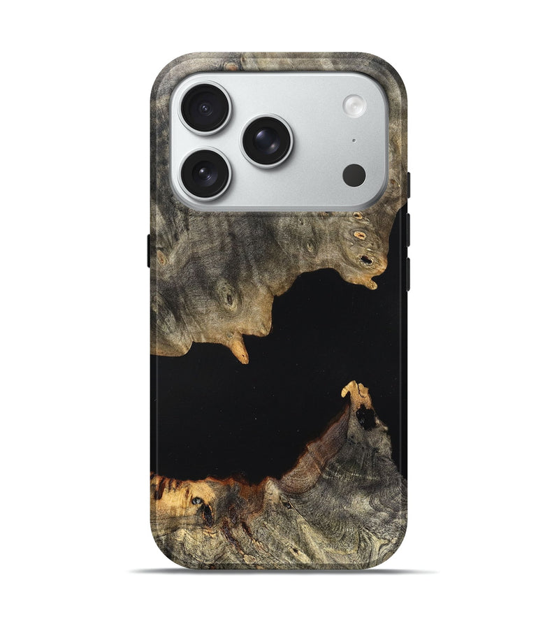 iPhone 18 Pro Wood Live Edge Phone Case - Ella (Pure Black, 823432)