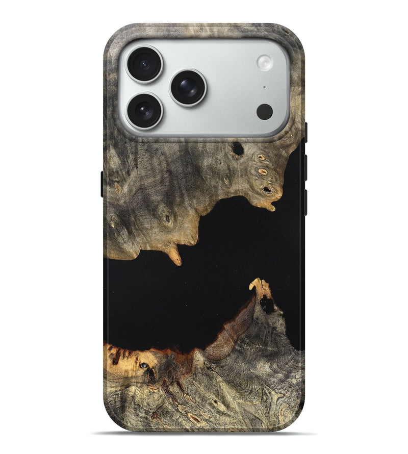 iPhone 18 Pro Max Wood Live Edge Phone Case - Ella (Pure Black, 823432)