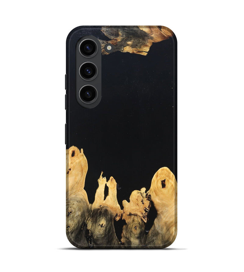 Galaxy S23 Wood Live Edge Phone Case - Burl (Pure Black, 823433)