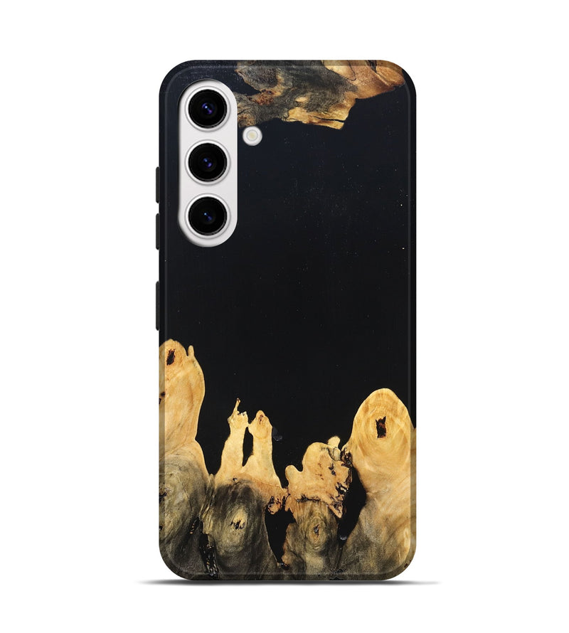 Galaxy S25 Wood Live Edge Phone Case - Burl (Pure Black, 823433)