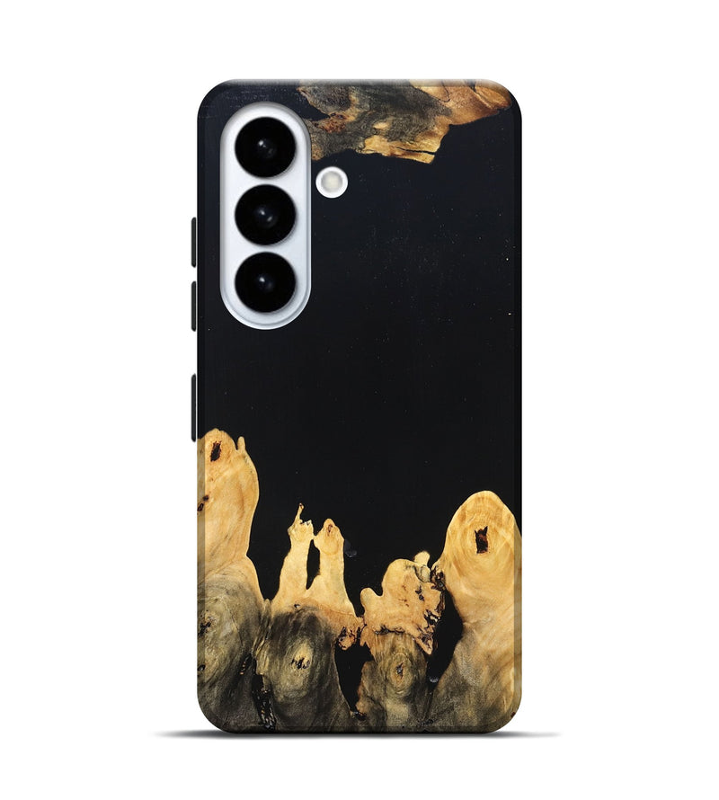 Galaxy S26 Wood Live Edge Phone Case - Burl (Pure Black, 823433)
