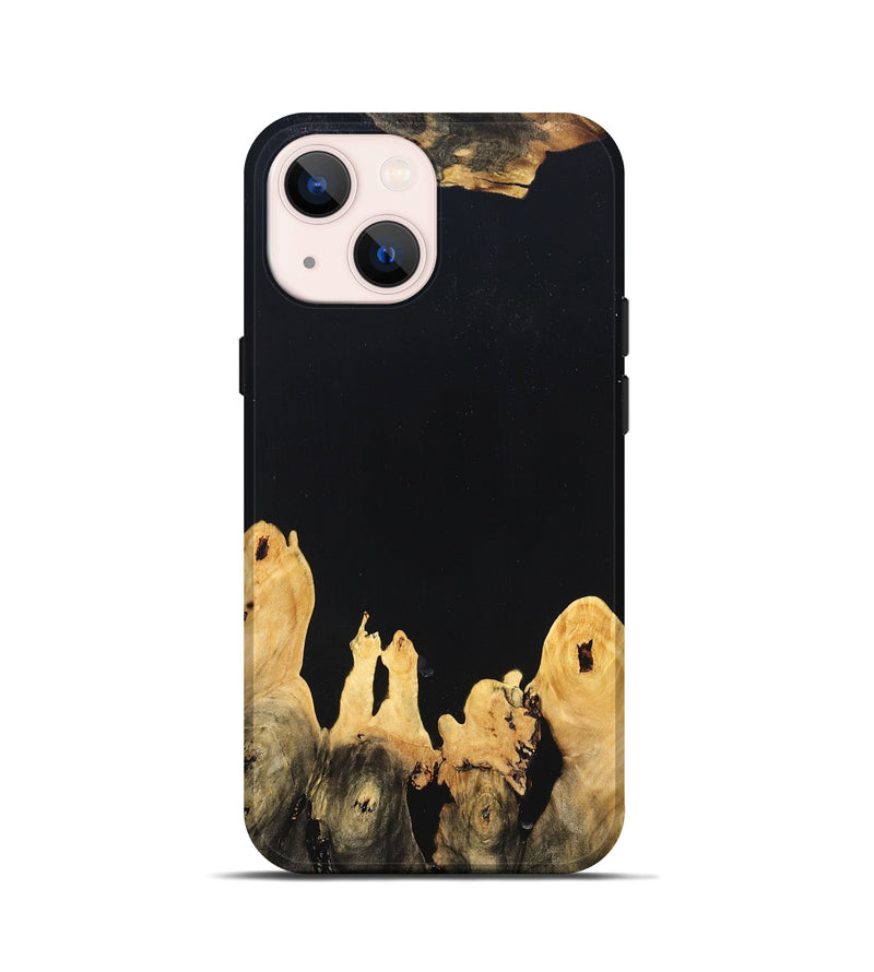 iPhone 13 mini Wood Live Edge Phone Case - Burl (Pure Black, 823433)