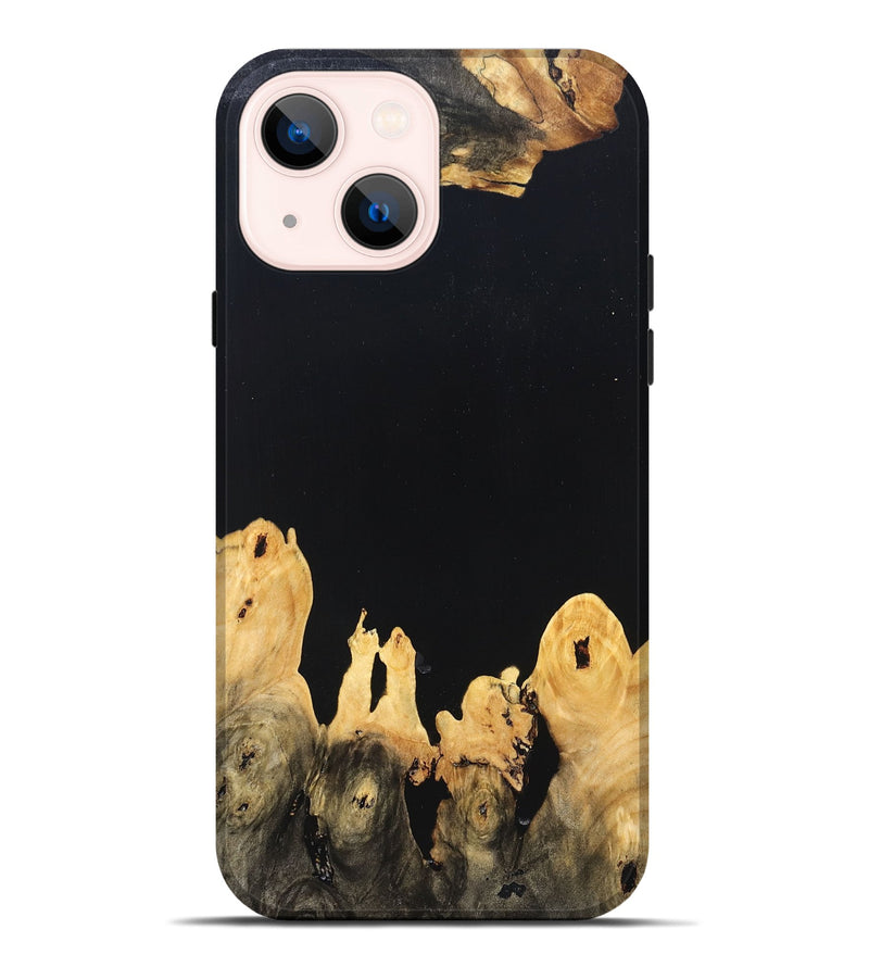 iPhone 14 Plus Wood Live Edge Phone Case - Burl (Pure Black, 823433)