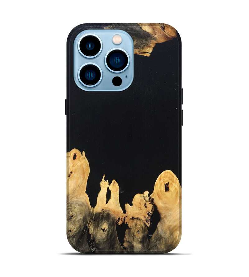 iPhone 14 Pro Wood Live Edge Phone Case - Burl (Pure Black, 823433)