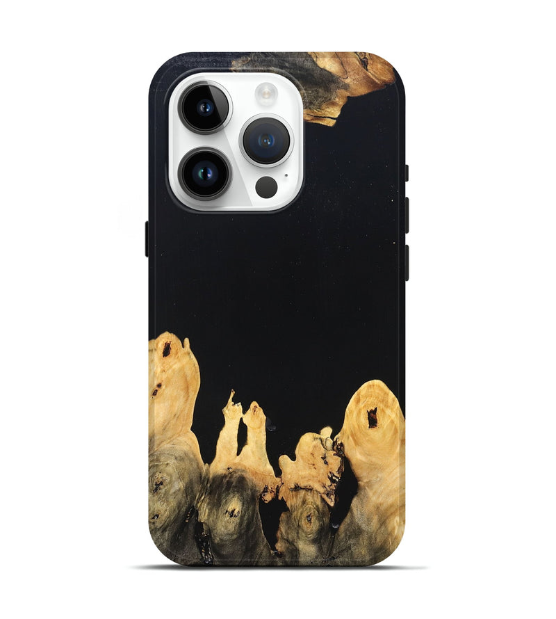 iPhone 15 Pro Wood Live Edge Phone Case - Burl (Pure Black, 823433)