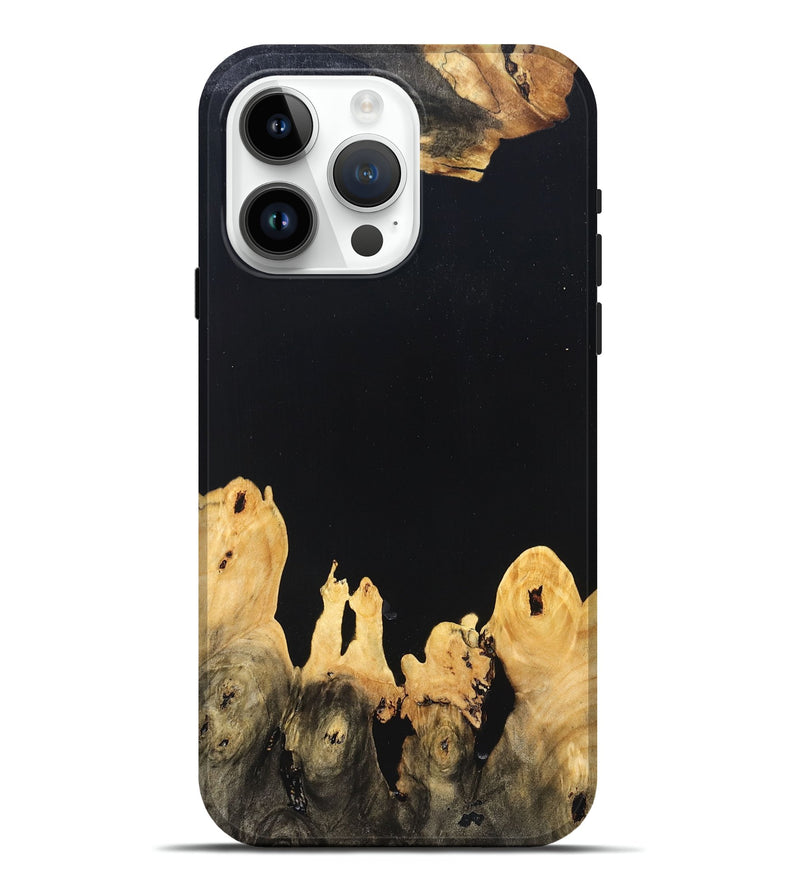 iPhone 15 Pro Max Wood Live Edge Phone Case - Burl (Pure Black, 823433)