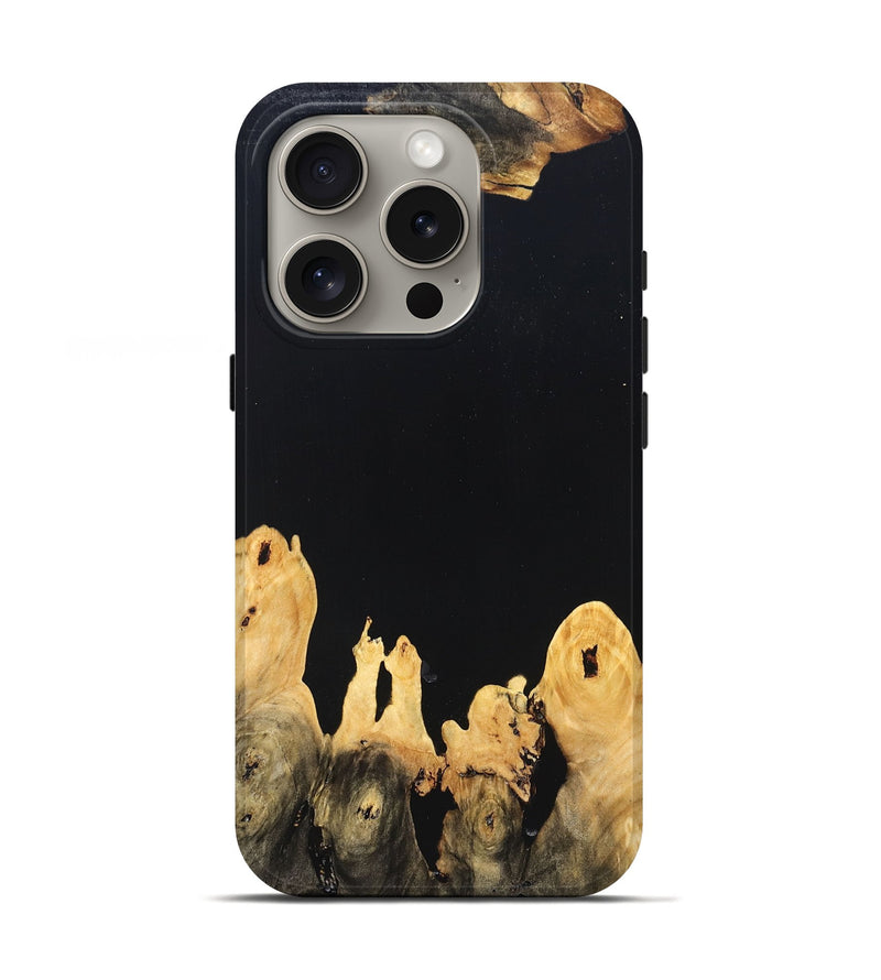 iPhone 16 Pro Wood Live Edge Phone Case - Burl (Pure Black, 823433)