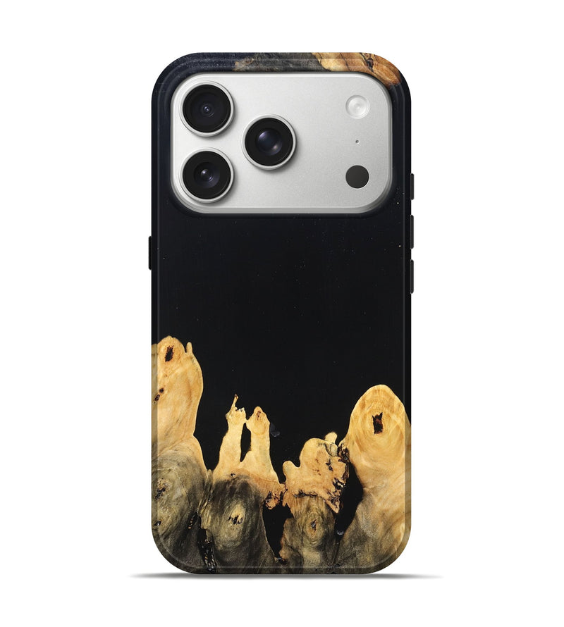 iPhone 17 Pro Wood Live Edge Phone Case - Burl (Pure Black, 823433)