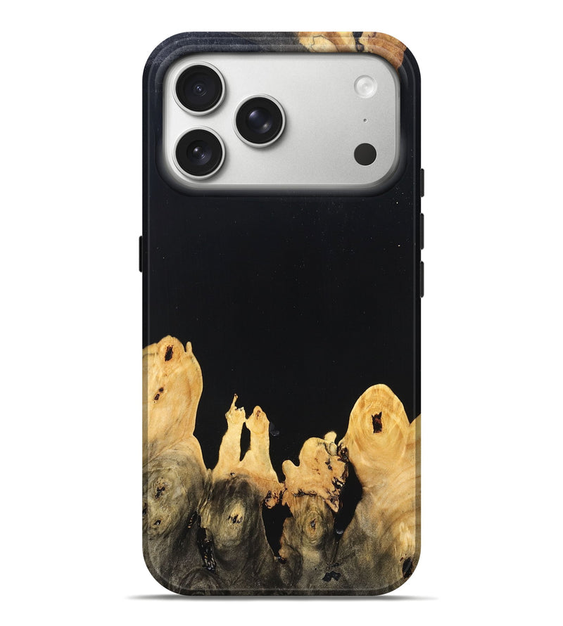 iPhone 17 Pro Max Wood Live Edge Phone Case - Burl (Pure Black, 823433)