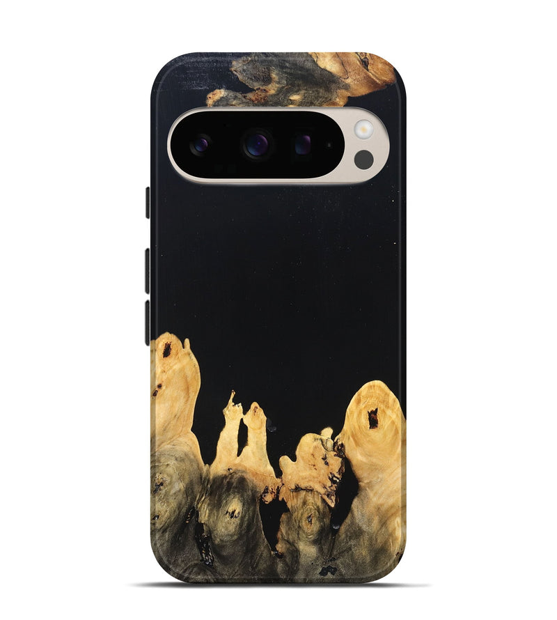 Pixel 10 Pro Wood Live Edge Phone Case - Burl (Pure Black, 823433)