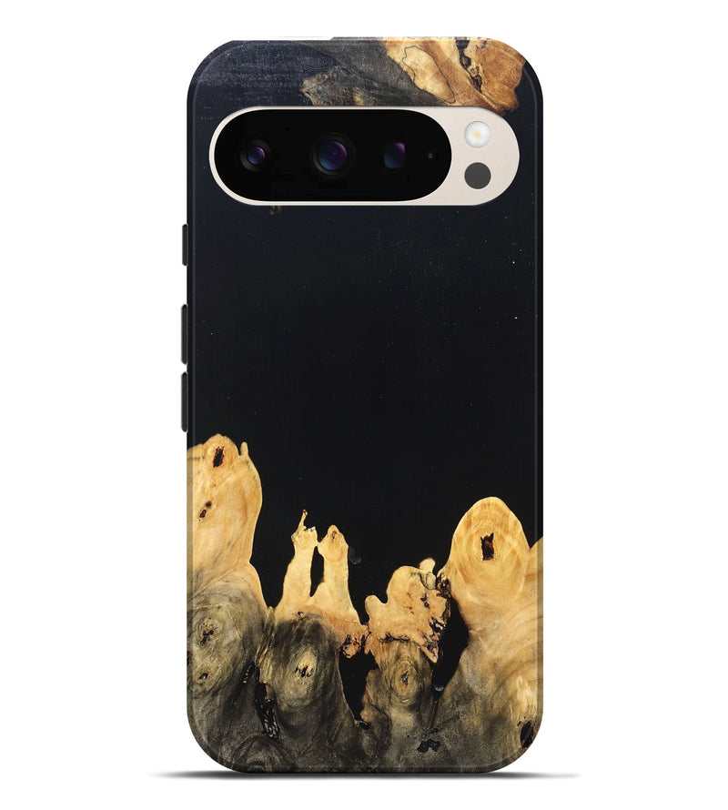 Pixel 10 Pro XL Wood Live Edge Phone Case - Burl (Pure Black, 823433)