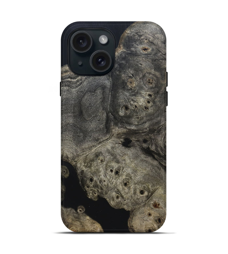 iPhone 15 Wood Live Edge Phone Case - Aura (Pure Black, 823434)