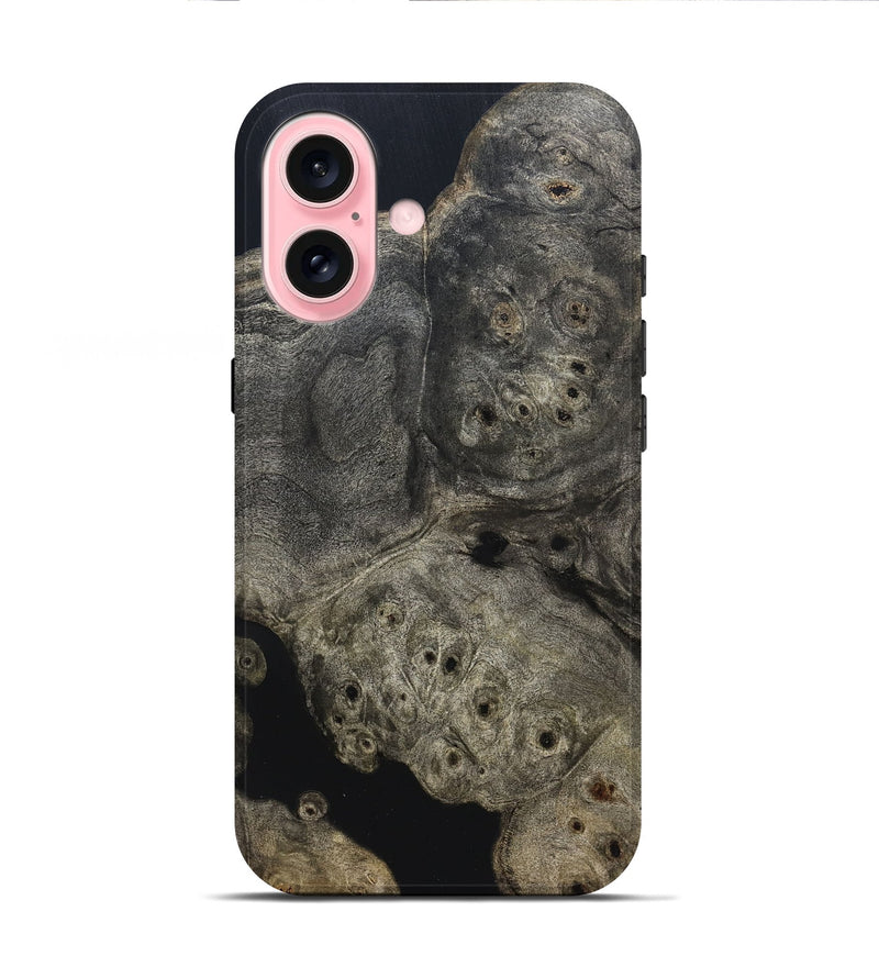 iPhone 16 Wood Live Edge Phone Case - Aura (Pure Black, 823434)